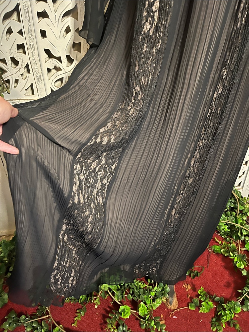 JACK BRYAN VINTAGE 60’s/70’s ELEGANT BLACK CHIFFON & LACE MAXI FORMAL DRESS - Picture 5 of 14